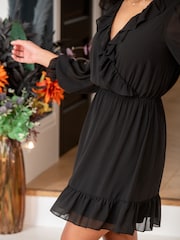 Pour Moi Black Nico Frill Detail Dress - Image 3 of 5