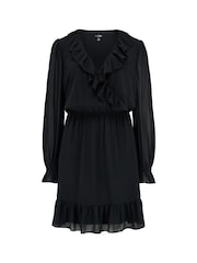 Pour Moi Black Nico Frill Detail Dress - Image 4 of 5