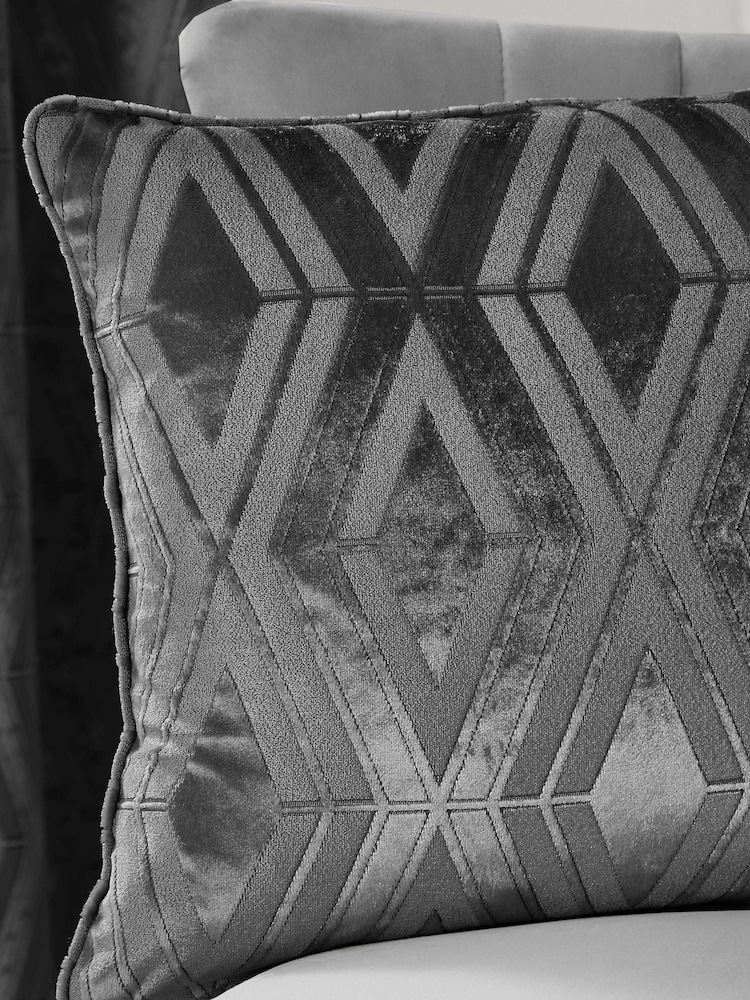 Curtina Grey Marco Geo Jacquard Cushion - Image 2 of 2