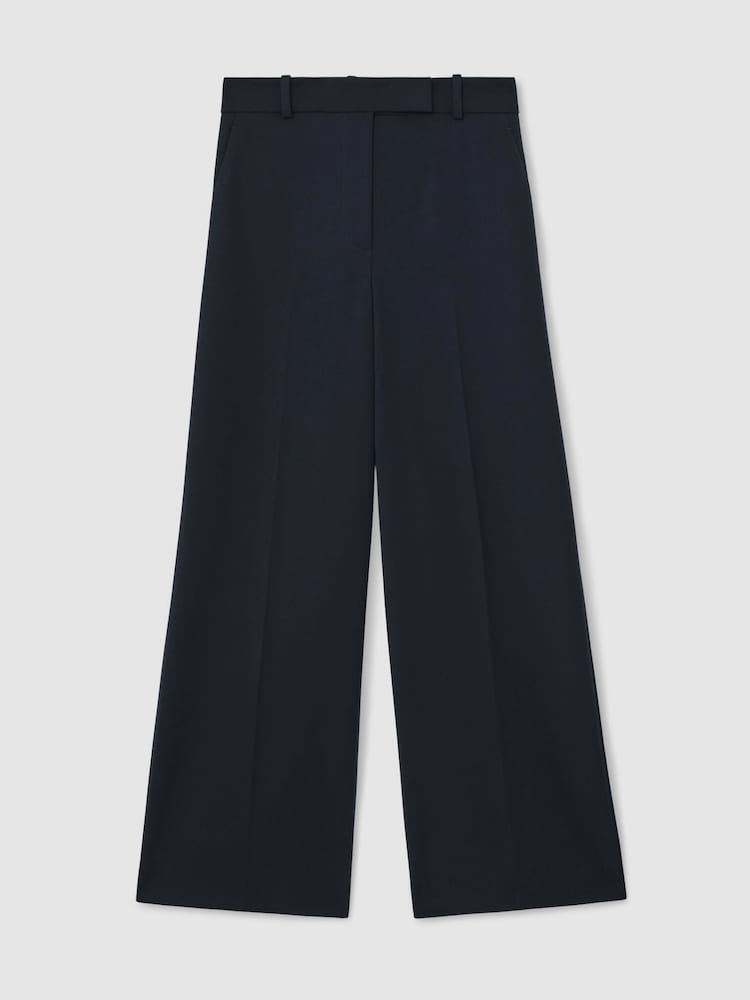 Reiss Navy Gabi Tall Wide-Leg Suit Trousers - Image 2 of 8 Reiss Navy Gabi Tall Wide-Leg Suit Trousers - Image 2 of 8