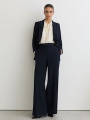 Reiss Navy Gabi Tall Wide-Leg Suit Trousers - Image 6 of 8