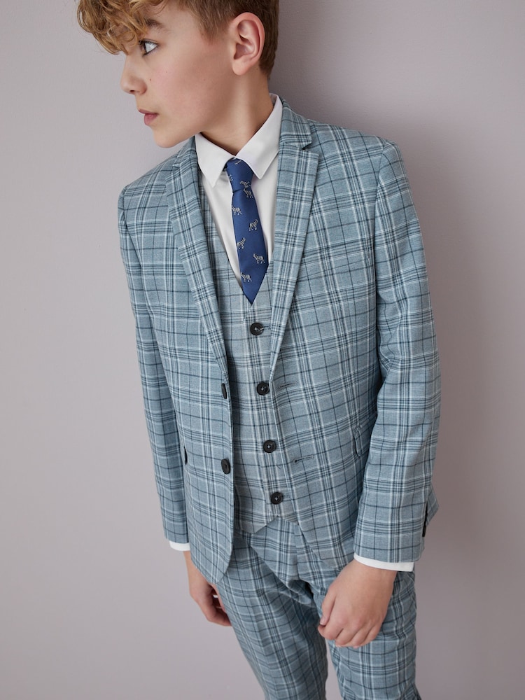Blue Check Jacket Skinny Fit Suit (12mths-16yrs) - Image 1 of 9