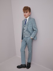 Blue Check Jacket Skinny Fit Suit (12mths-16yrs) - Image 2 of 9