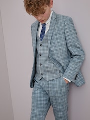 Blue Check Jacket Skinny Fit Suit (12mths-16yrs) - Image 4 of 9