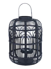 Pacific Black Bamboo And Glass Lantern Candle Holder Large - Image 2 of 4