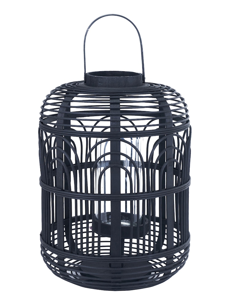 Pacific Black Bamboo And Glass Lantern Candle Holder Large - Image 2 of 4