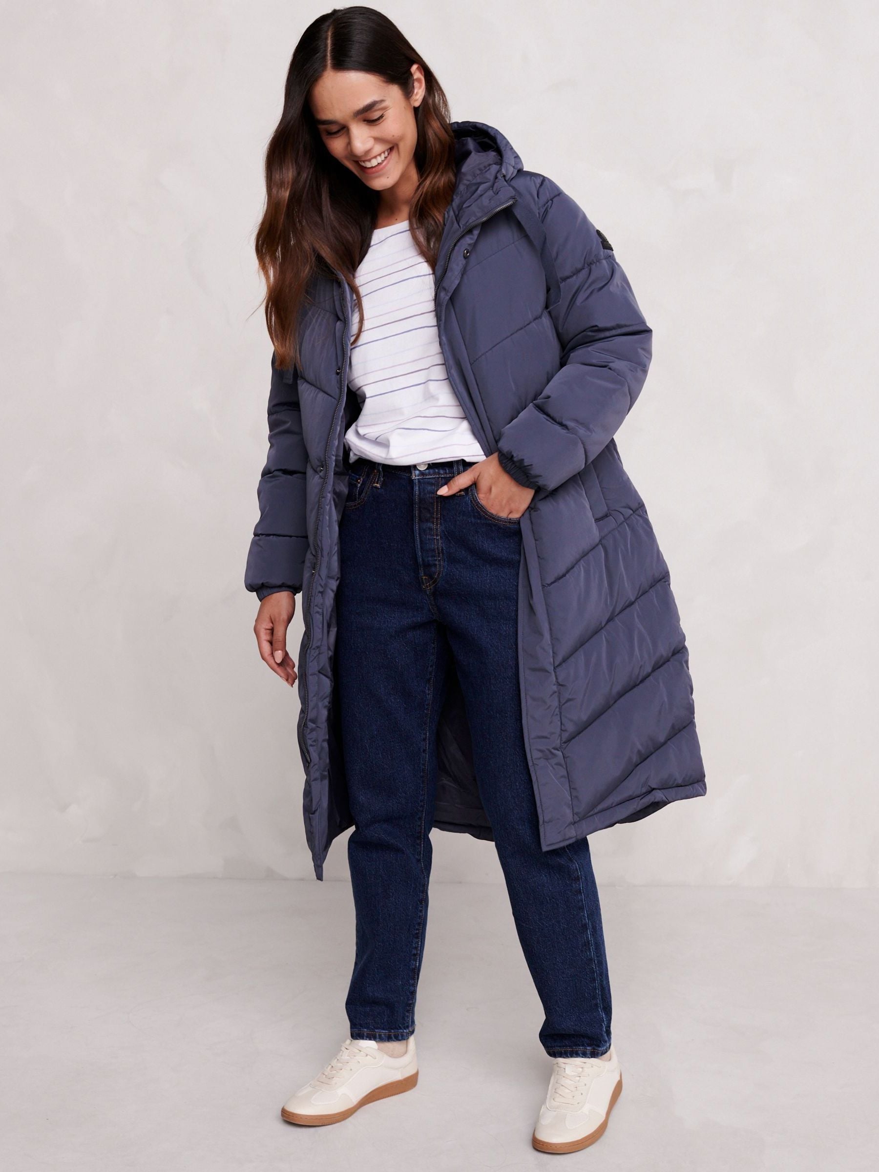 Tog 24 Blue Raleigh Thermal Padded Hooded Long Coat
