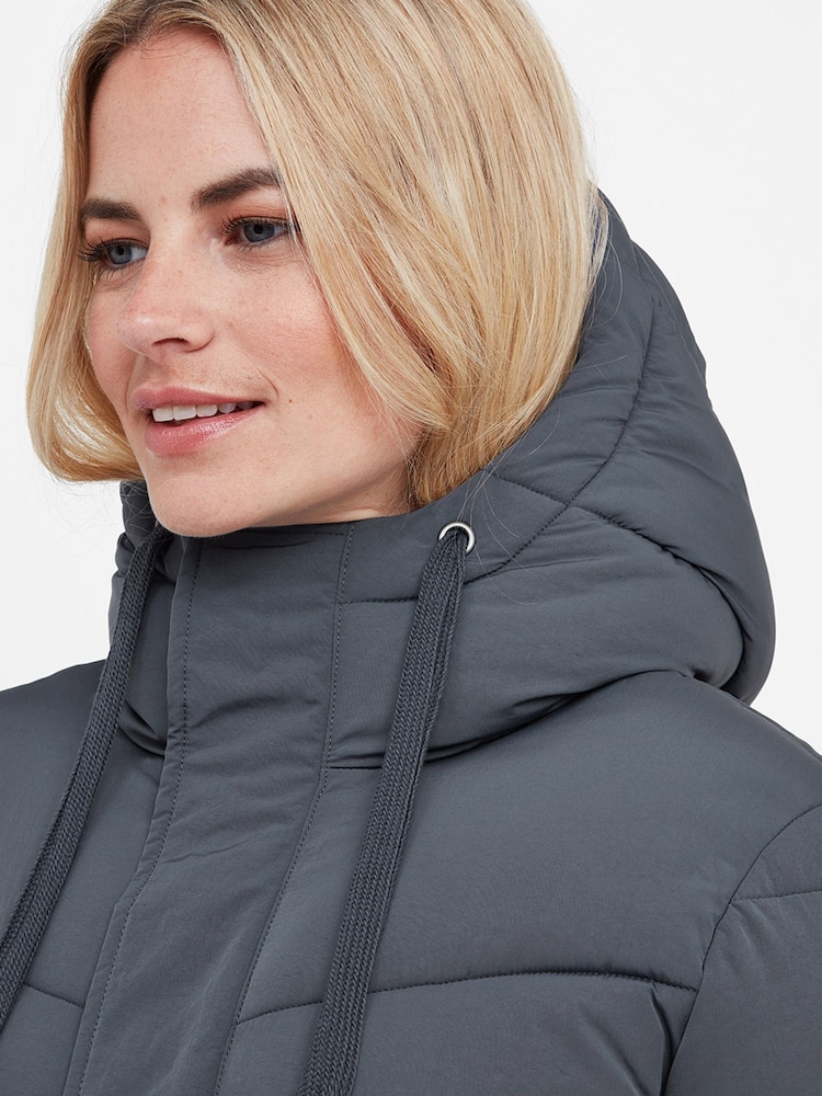 Blauw - Tog 24 Raleigh thermische gewatteerde lange jas met capuchon - Image 9 of 10