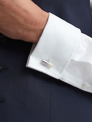 Reiss Silver/Mop Dexter Stone Insert Barrel Cufflinks - Image 2 of 5