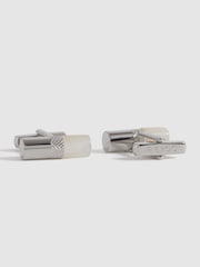 Reiss Silver/Mop Dexter Stone Insert Barrel Cufflinks - Image 3 of 5
