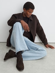 Reiss Dark Brown Blake Suede Lace-Up Derby Shoes - Image 1 of 6