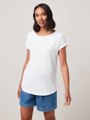 Blanco/Azul/Estampado de margaritas - Pack de 3 camisetas de algodón 100 % con mangas casquillo - Imagen 10 de 10