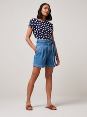 Blanco/Azul/Estampado de margaritas - Pack de 3 camisetas de algodón 100 % con mangas casquillo - Imagen 7 de 10