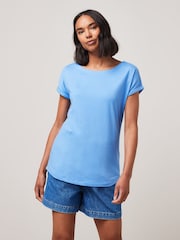 Blanco/Azul/Estampado de margaritas - Pack de 3 camisetas de algodón 100 % con mangas casquillo - Imagen 9 de 10