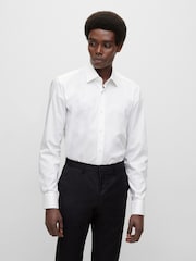 BOSS White Slim Fit Dress 100% Cotton Shirt - Image 2 of 5