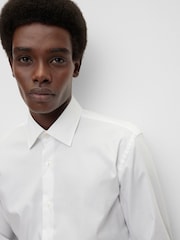 BOSS White Slim Fit Dress 100% Cotton Shirt - Image 4 of 5