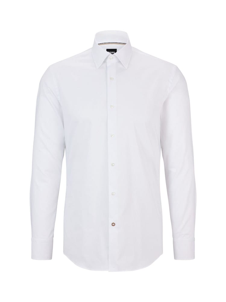 BOSS White Slim Fit Dress 100% Cotton Shirt - Image 5 of 5