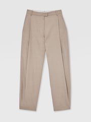 Reiss Neutral Juniper Wool-Blend Barrel-Leg Suit Trousers - Image 2 of 7