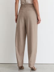 Reiss Neutral Juniper Wool-Blend Barrel-Leg Suit Trousers - Image 6 of 7