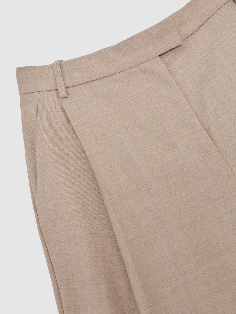 Reiss Neutral Juniper Wool-Blend Barrel-Leg Suit Trousers - Image 7 of 7