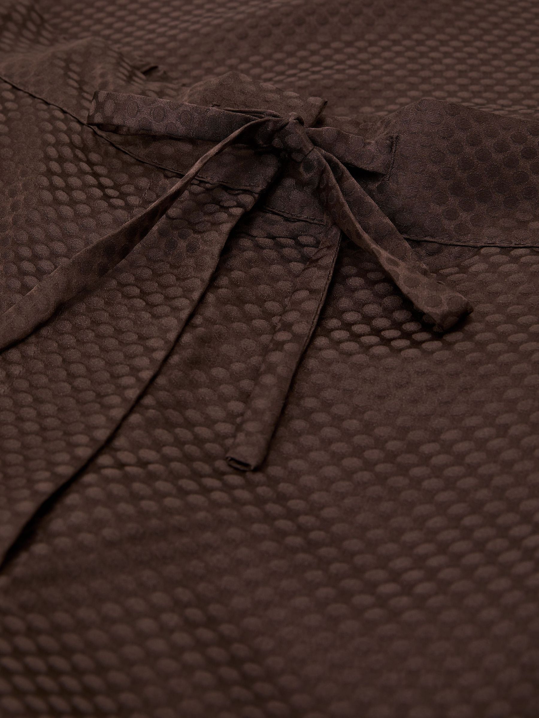 Buy Reiss Mocha Brown Aliana Silk Jacquard Wide-Leg Trousers from
