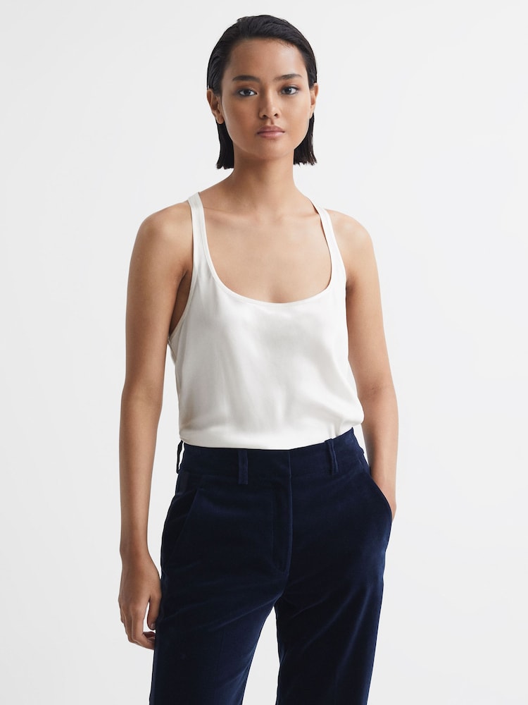Reiss Ivory Aura Silk Racerback Vest - Image 1 of 4