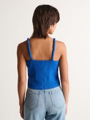 Cobalt Blue Corsage Cami Crop Top - Image 4 of 7