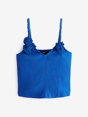 Cobalt Blue Corsage Cami Crop Top - Image 6 of 7