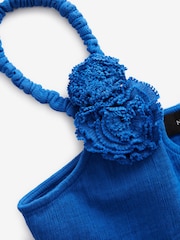 Cobalt Blue Corsage Cami Crop Top - Image 7 of 7