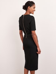 Schwarz - Ponté-Midikleid in Tailored Fit mit Gürtel - Bild 2 von 4