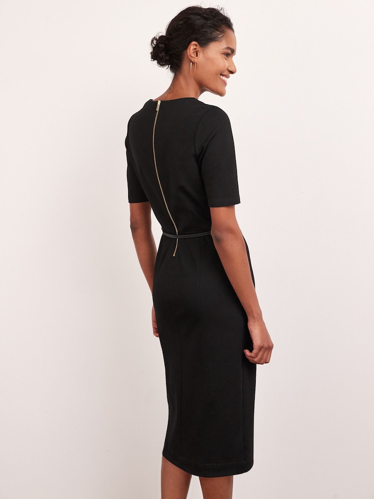 Schwarz - Ponté-Midikleid in Tailored Fit mit Gürtel - Bild 2 von 4
