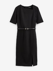 Schwarz - Ponté-Midikleid in Tailored Fit mit Gürtel - Bild 4 von 4