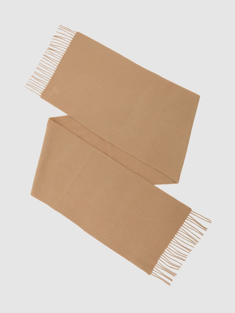Reiss Camel Picton Wool and Cashmere Scarf - Image 2 of 6 Reiss Camel Picton Wool and Cashmere Scarf - Image 2 of 6