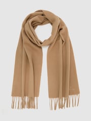 Reiss Camel Picton Wool and Cashmere Scarf - Image 3 of 6