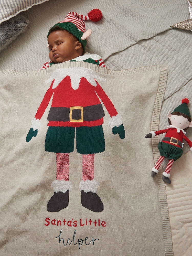 Mamas & Papas Brown My First Christmas Small Knitted Elf Blanket - Image 1 of 3