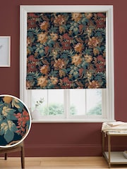 Graham & Brown Dusk Blue Florenzia Made to Measure Roman 100% Cotton Blind - Image 1 of 6