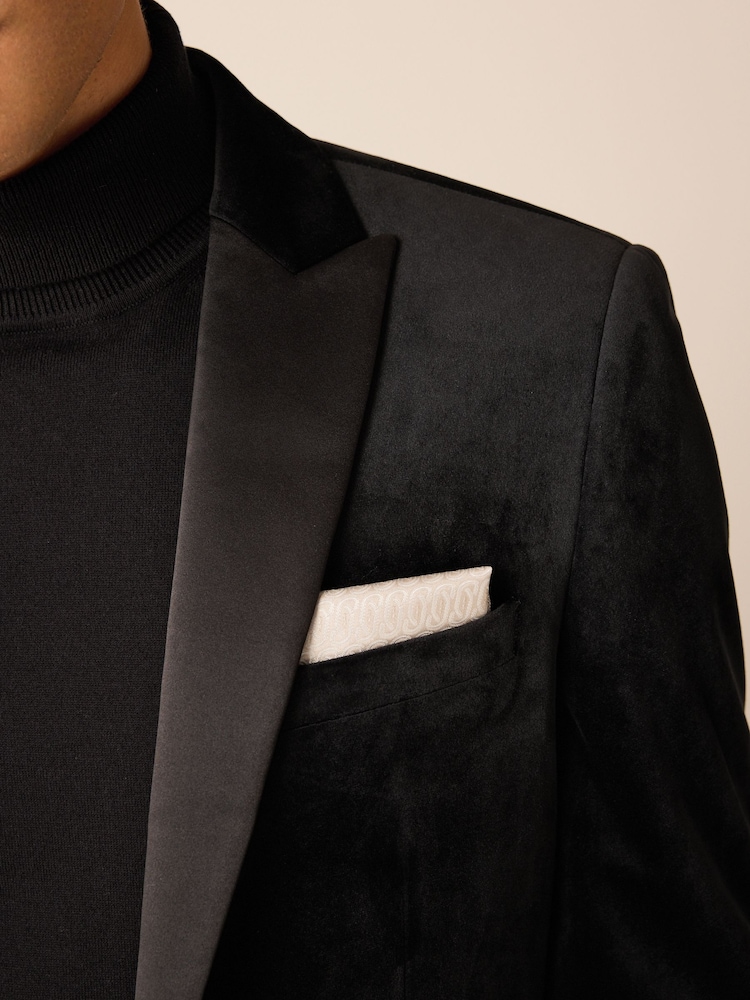 Black Regular Fit Velvet Blazer - Image 4 of 10