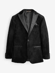 Black Regular Fit Velvet Blazer - Image 6 of 14