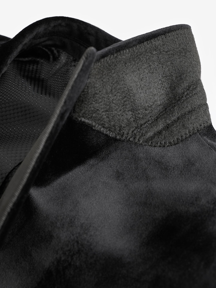 Black Regular Fit Velvet Blazer - Image 7 of 10