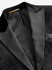Black Regular Fit Velvet Blazer - Image 8 of 14
