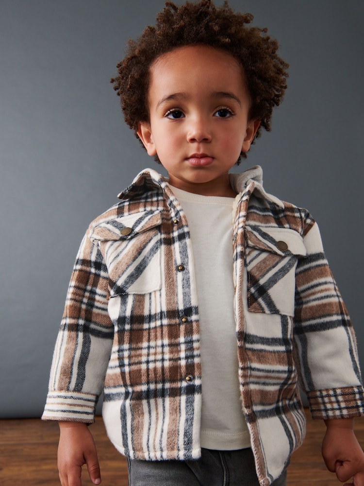Grey Check Hooded Shacket (3mths-7yrs) - Image 1 of 9 Grey Check Hooded Shacket (3mths-7yrs) - Image 1 of 9