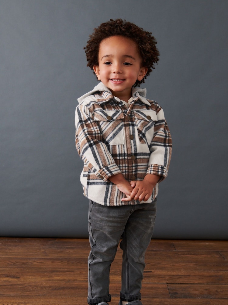 Grey Check Hooded Shacket (3mths-7yrs) - Image 2 of 9 Grey Check Hooded Shacket (3mths-7yrs) - Image 2 of 9
