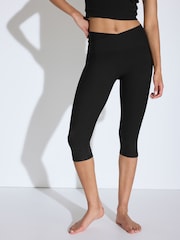 Black Next Active Sports Yoga Wrap Waist Capri Leggings - Image 3 of 6