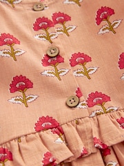 Soft Orange Woodblock Peplum Dress (3mths-8yrs) - Image 6 of 6