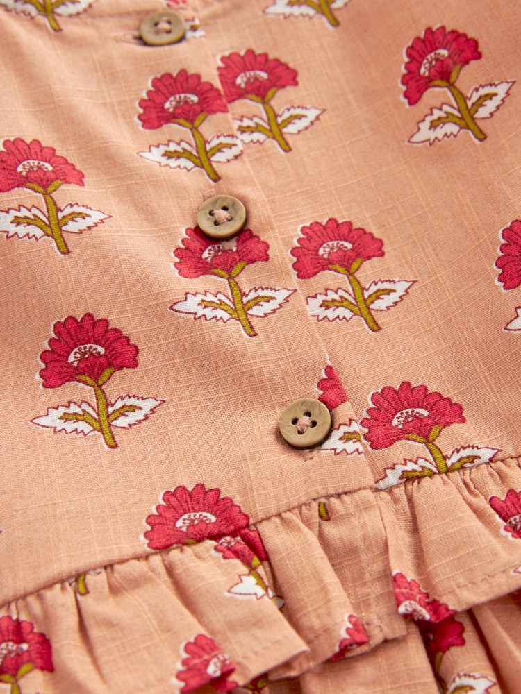 Soft Orange Woodblock Peplum Dress (3mths-8yrs) - Image 6 of 6