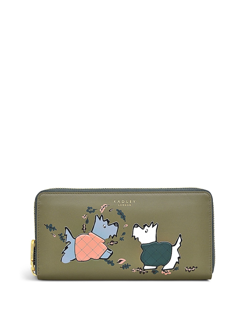 Radley London Large Winter Moss Green Puffy Zip-Around Matinee Purse - Image 1 of 4