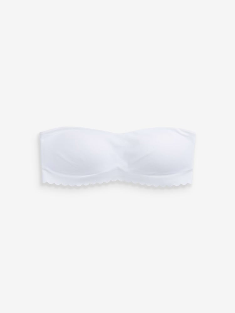 Weiß - Bügelloser Bandeau-BH ohne Träger mit Muschelsaum - Bild 1 von 2