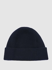 Azul marino - Reiss Chaise Merino Wool Rib-Knit Beanie - Imagen 2 de 4