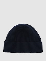Azul marino - Reiss Chaise Merino Wool Rib-Knit Beanie - Imagen 3 de 4