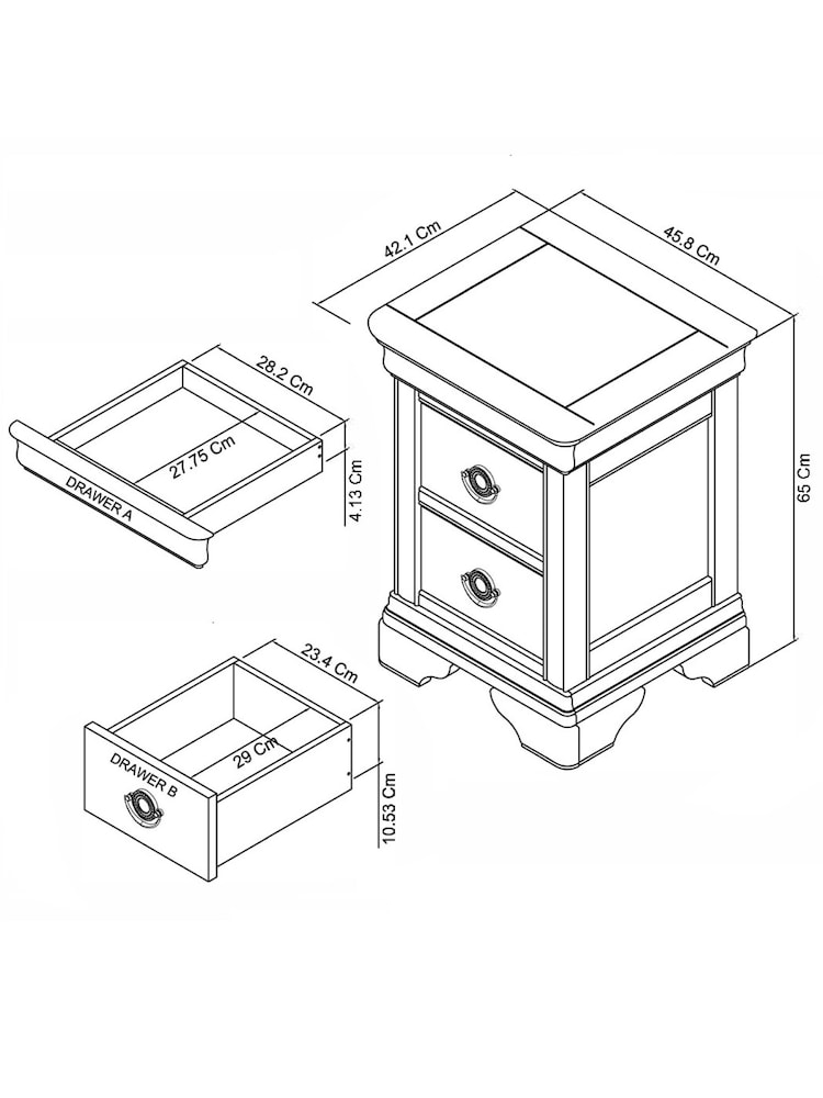 Bentley Designs White Chantilly 2 Drawer Bedside Table - Image 4 of 4